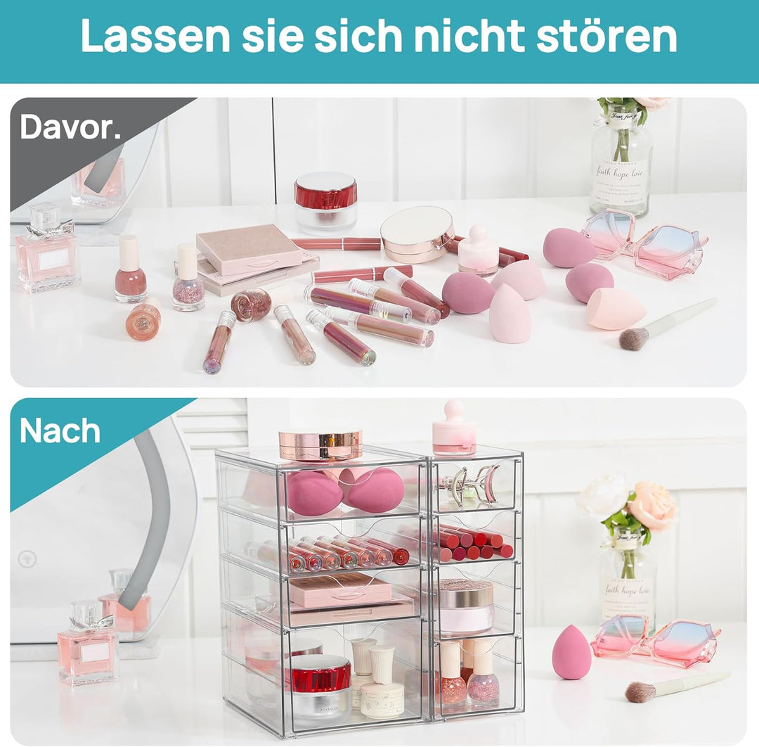 Vtopmart Schreibtisch Organizer mit 8 Schubladen, Büro Organizer, Transparente Desk Organizer für Bü