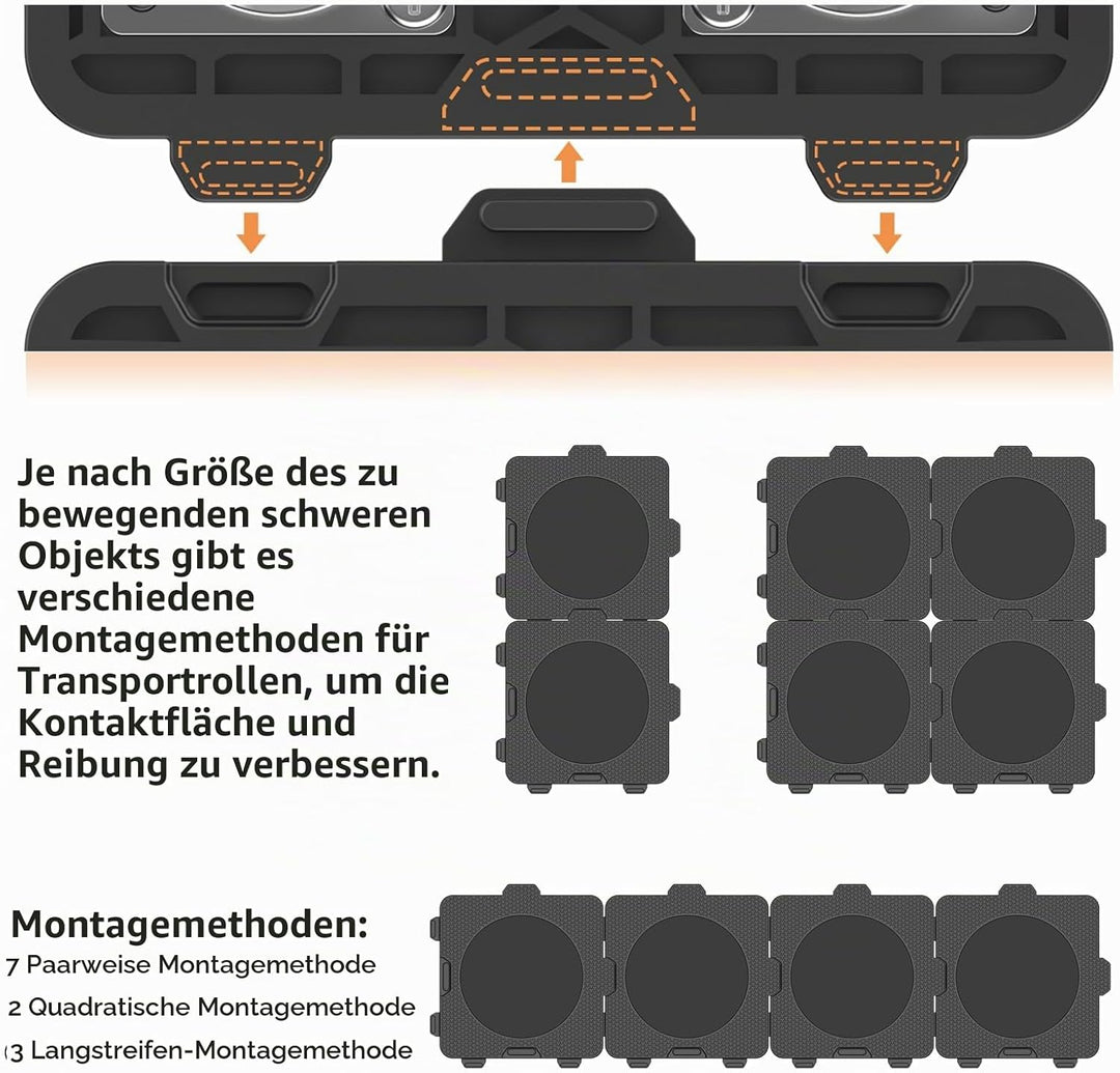 ONEON 4 Pack Möbelroller Schonende Transportrollen aus TPE, 360 Grad drehbar Möbel Transportroller,