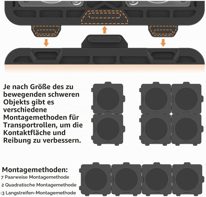 ONEON 4 Pack Möbelroller Schonende Transportrollen aus TPE, 360 Grad drehbar Möbel Transportroller,