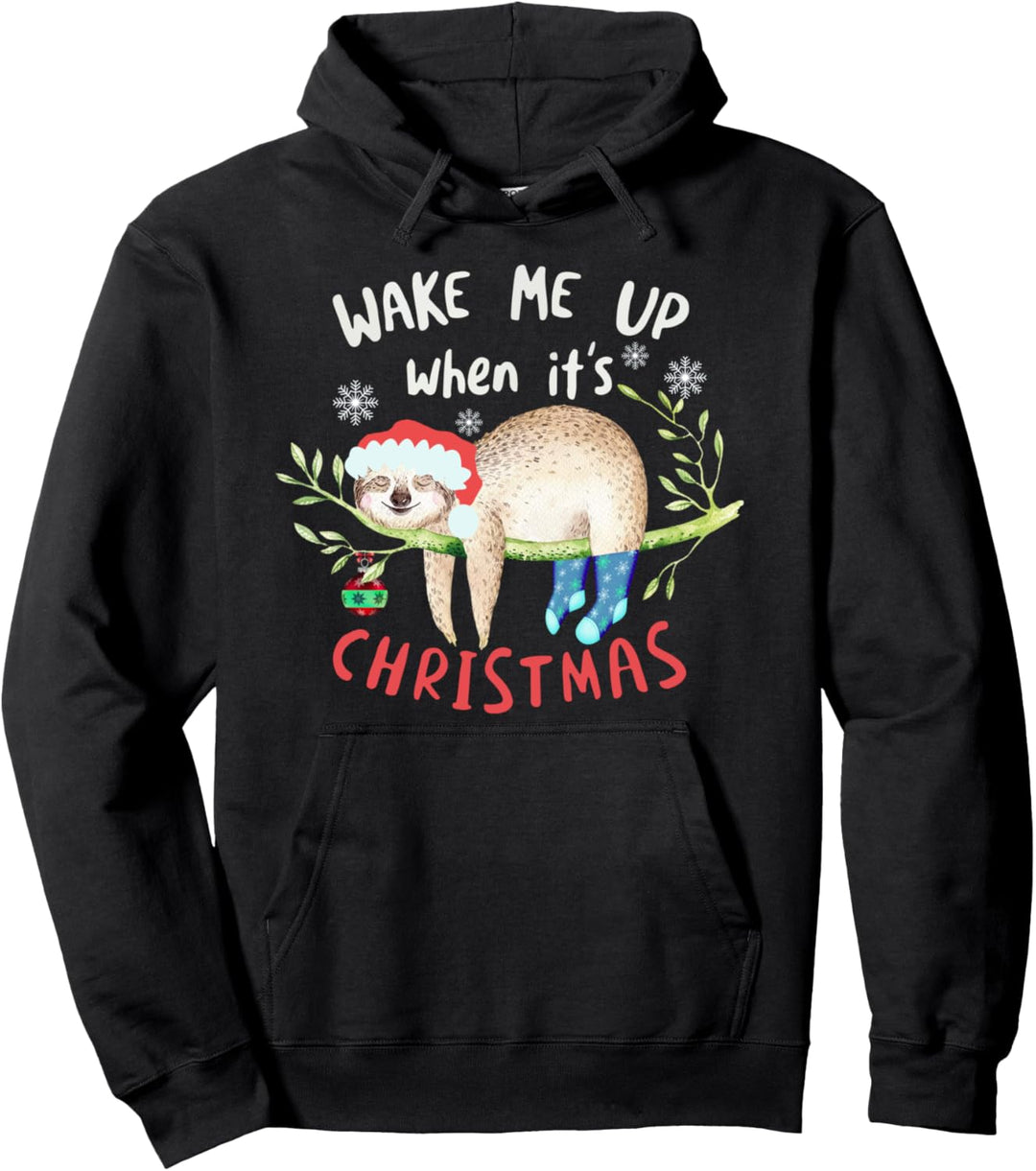 Wake me Up Weihnachtsoutfit Weihnachts Geschenk Faultier Pullover Hoodie