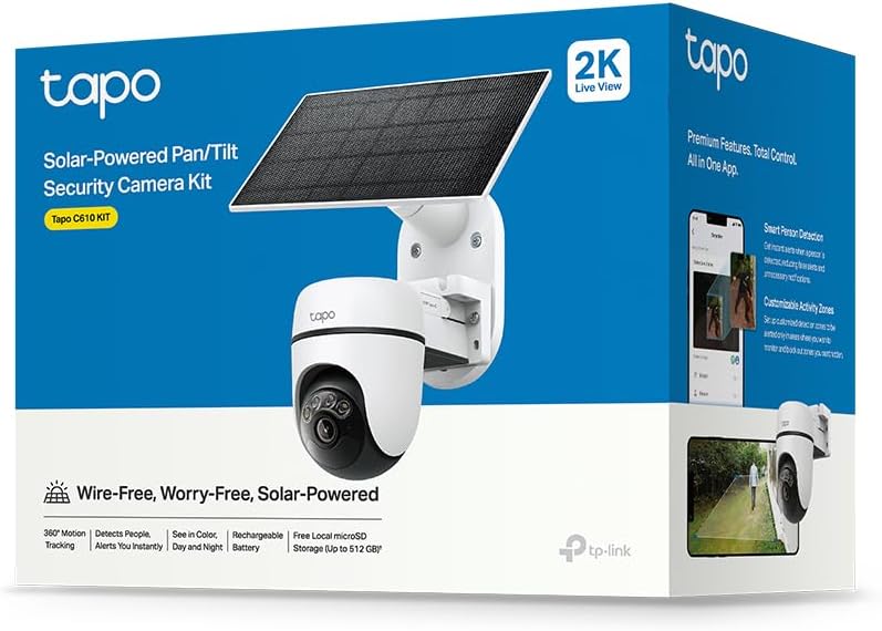 Tapo C610 KIT 2K 360° Solar Überwachungskamera Aussen (Akku 6700 mAh, Farbnachtsicht, WLAN 2,4 GHz,