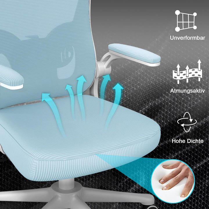 rattantree Ergonomischer Bürostuhl, Schreibtischstuhl mit Verstellbarer Kopfstütze, Armlehnen und Le