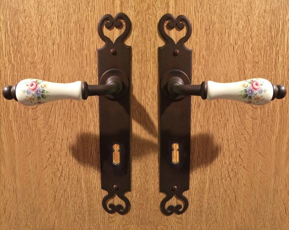 Antikas - Türklinken Garnitur mit Porzellangriffen -Bella Siena antico- Streublumenmuster