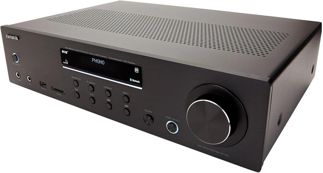 Aiwa AMR-200DAB/BK: Verstärker, AV-Dab+-Receiver, mit Bluetooth 5.0, 200 W, USB-Port, SD-Kartenleser