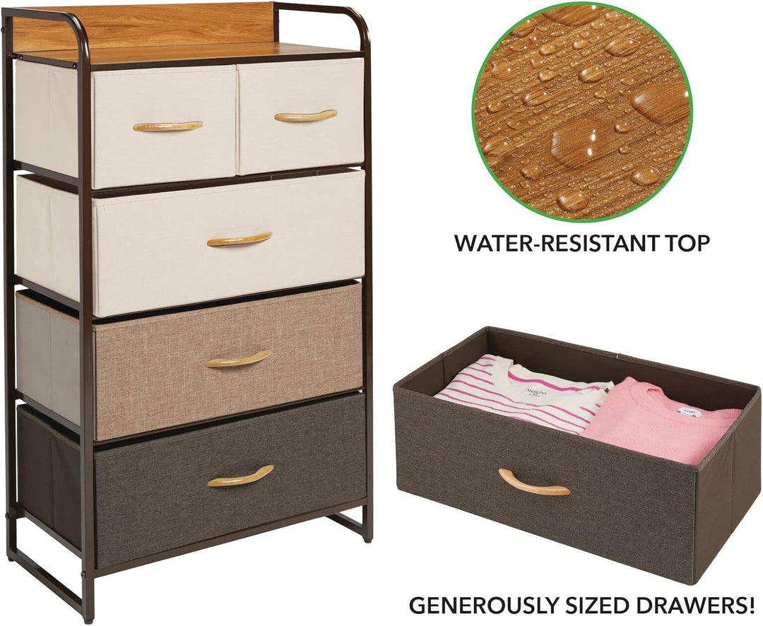 mDesign Kommode mit 5 Schubladen – hoher Schubladenschrank für Schlafzimmer, Wohnzimmer oder Flur –