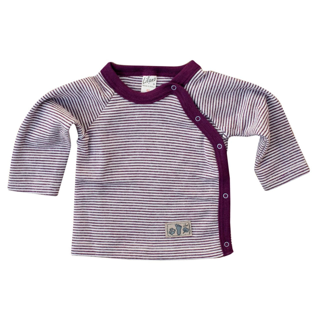 Lilano, Baby Shirt mit Knopfleiste, Merinowolle (kbT), Seide, 210 g/m² 80 Beere/Natur, 80 Beere/Natu