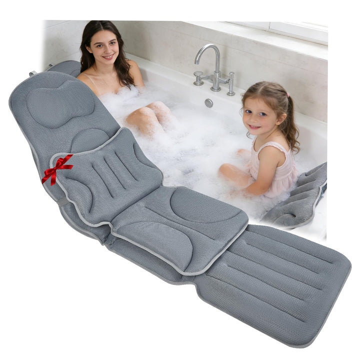 2 In 1 Badewannenkissen Ganzkörper 139*45cm+69*45cm,Mit Kinderbadekissen | Abnehmbares,Mit Saugnäpfe