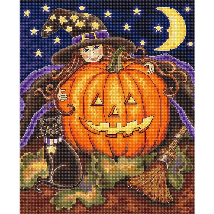 Letistitch Kreuzstich Set Kürbis Mädchen, Zählmuster, 23x19cm