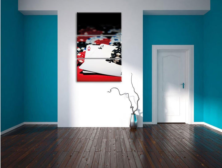 Pixxprint Spielkarten als Leinwandbild | Grösse: 3 Teilig (120x80) | Wandbild| Kunstdruck | fertig b