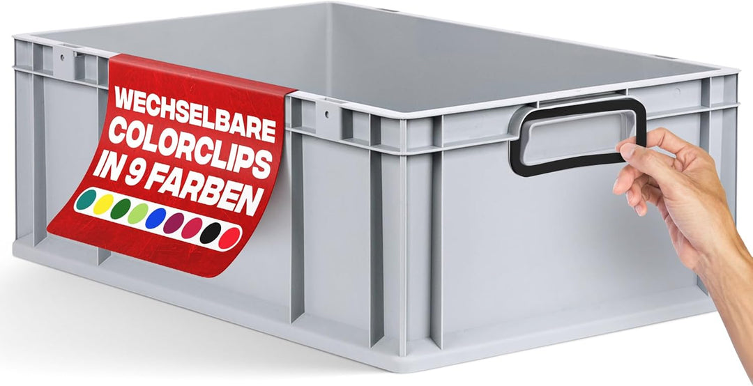 aidB Eurobox NextGen 2.0 - 600x400x220mm - Stapelbare 44L Kunststoffbox mit geschlossenen Griffen -