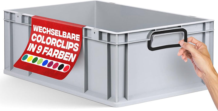 aidB Eurobox NextGen 2.0 - 600x400x220mm - Stapelbare 44L Kunststoffbox mit geschlossenen Griffen -