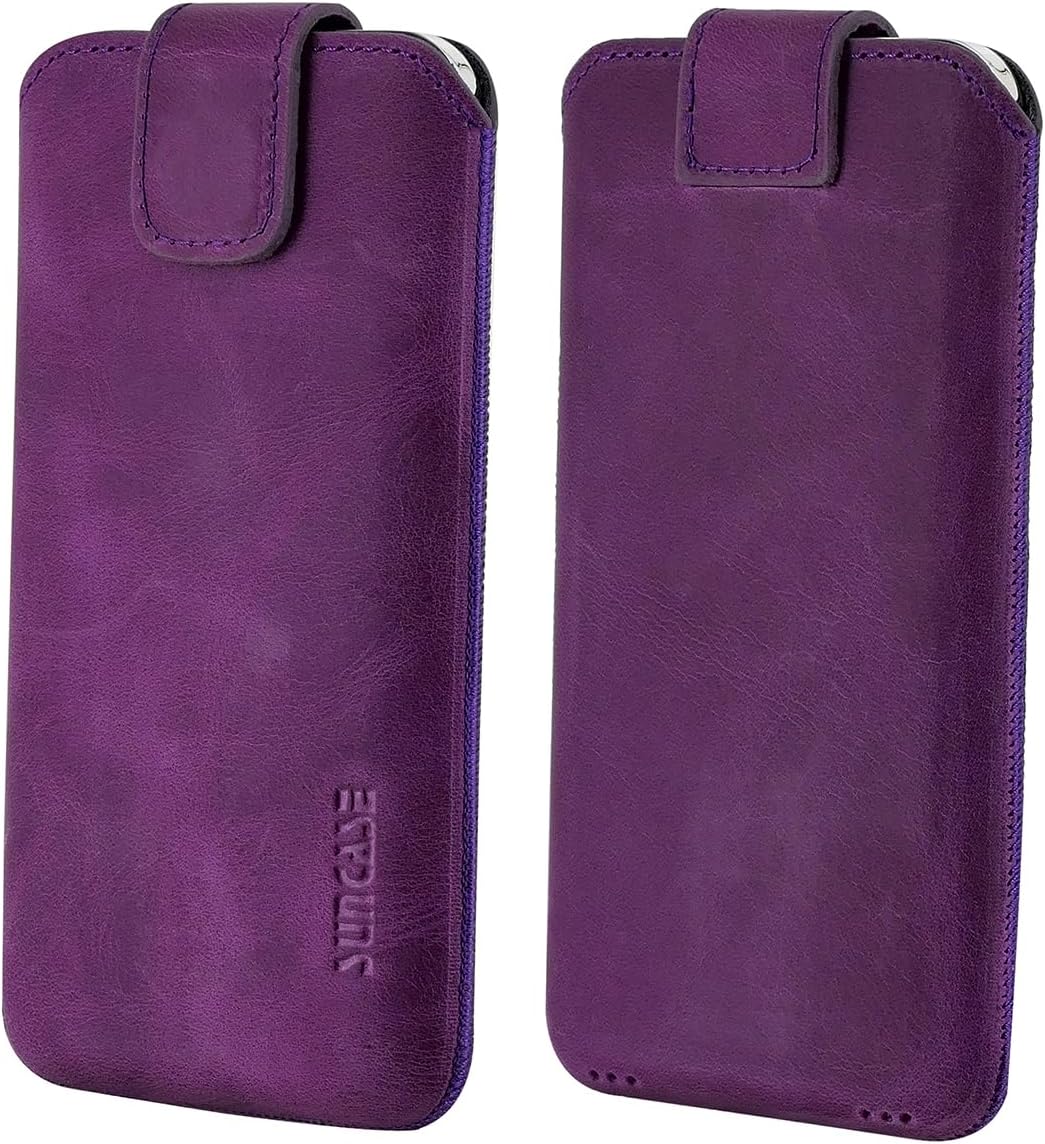 Suncase ECHT Ledertasche Leder Etui *Slim-Edition* kompatibel mit iPhone 16 Pro Max (6,9 Zoll) Hülle
