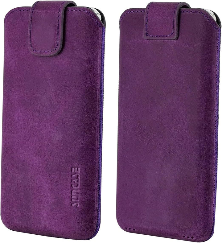 Suncase ECHT Ledertasche Leder Etui *Slim-Edition* kompatibel mit iPhone 16 Pro Max (6,9 Zoll) Hülle