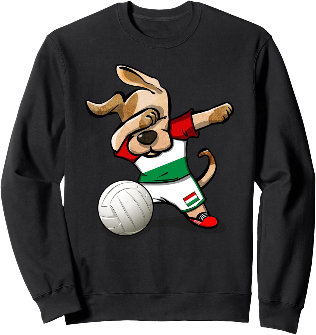 Lustiger Tupfender Hund Ungarn Volleyball Ungarische Flagge Sweatshirt