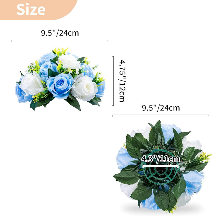 Nuptio 6 künstliche Blumensträusse künstlicher Blumenstrauss, 15 Plastikrosen im Strauss mit Halter,