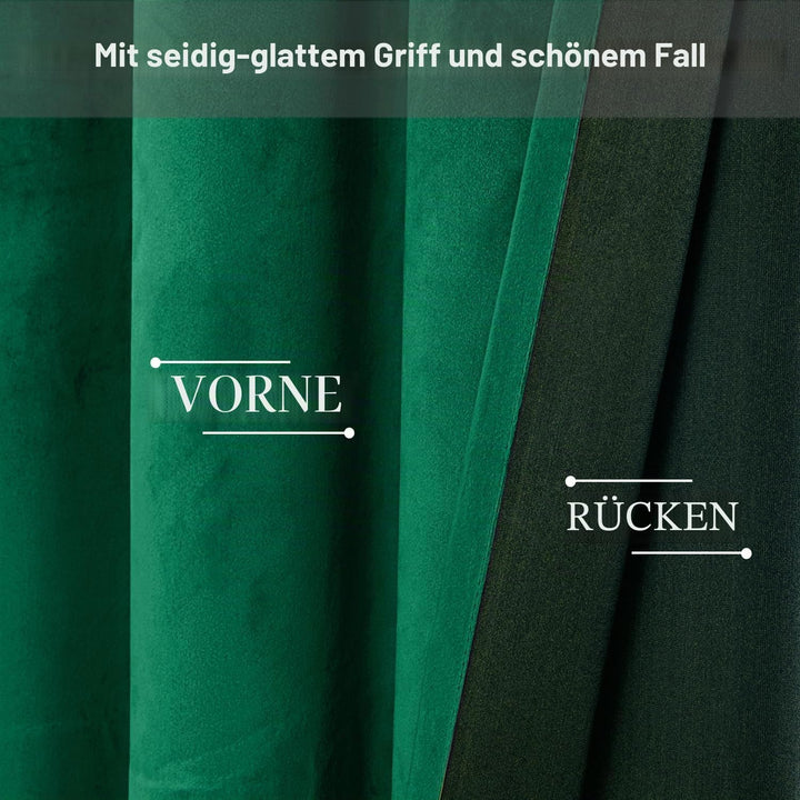 JIUZHEN Verdunklungsvorhang aus Samt, 2er Set Grün Samtvorhang weiche blickdichte Gardinen Grün Samt