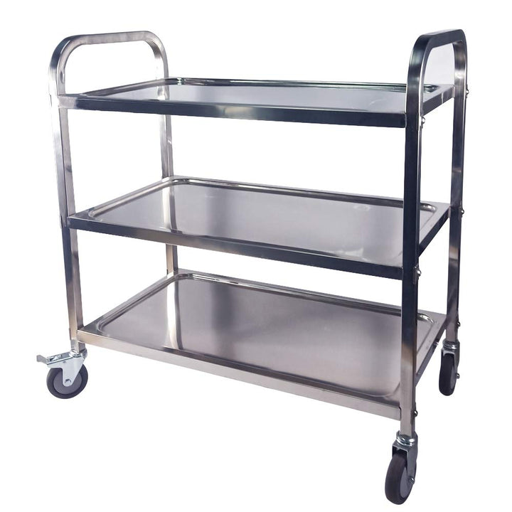 TAIMIKO Servierwagen aus Edelstahl, 3 Ablagen, 95 x 50 x 95 cm, mit Rollen, 4 Grössen zur Auswahl 90