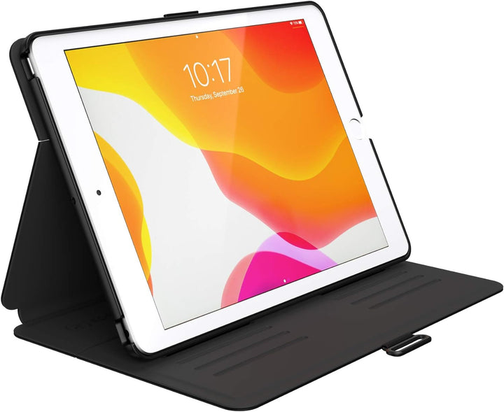 Speck-Produkte Balance Folio iPad (2019-2021) Schutzhülle und Ständer, Schwarz/Schwarz, Schwarz