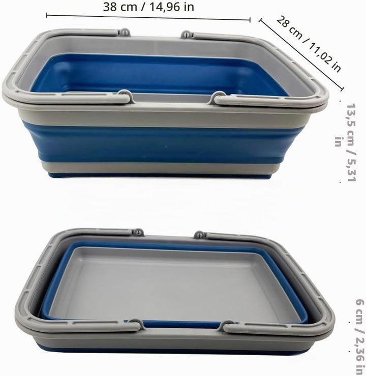 SAMMART 8L zusammenklappbarer Kunststoffkorb mit Griff- tragbarer Outdoor-Picknickkorb/Krater–Faltba