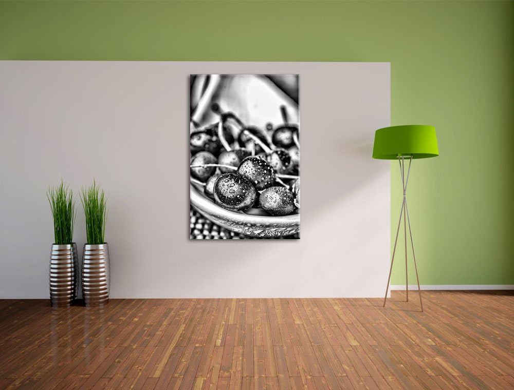 Pixxprint Frische Kirschen in Schlüssel als Leinwandbild/Grösse: 100x70 cm/Wandbild/Kunstdruck/ferti