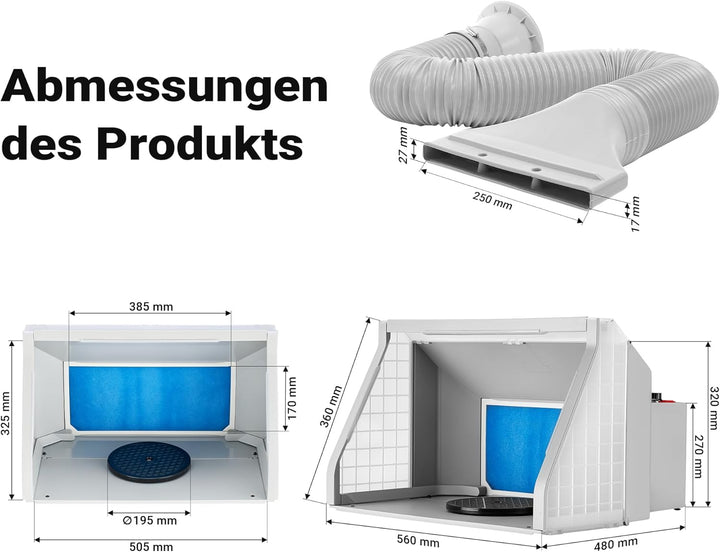 Wiltec Absauganlage 9m³/min mit LED-Beleuchtung, Drehregler und Doppellüfter, regulierbar