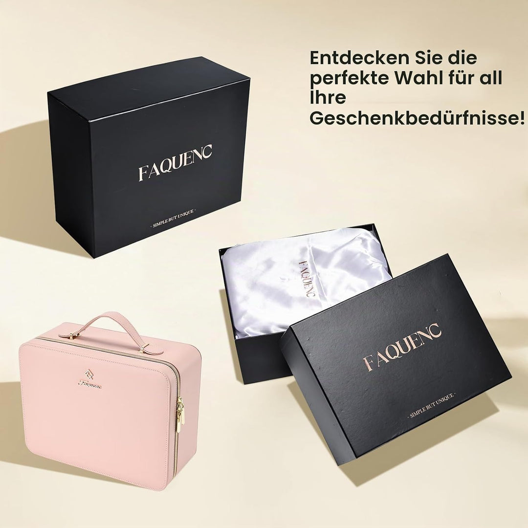 Leder-Kosmetiktasche mit LED-beleuchtetem Spiegel Reise-Kosmetikkoffer Einstellbare Helligkeit in 3