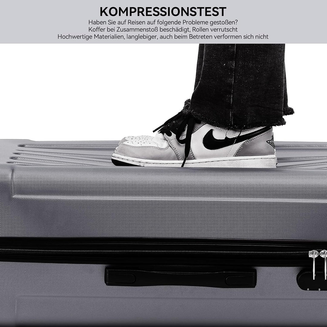 BEIBYE- Hartschalenkoffer Koffer Trolley Rollkoffer Reisekoffer Zahlenschloss 4 Zwilings-Rollen (Dar