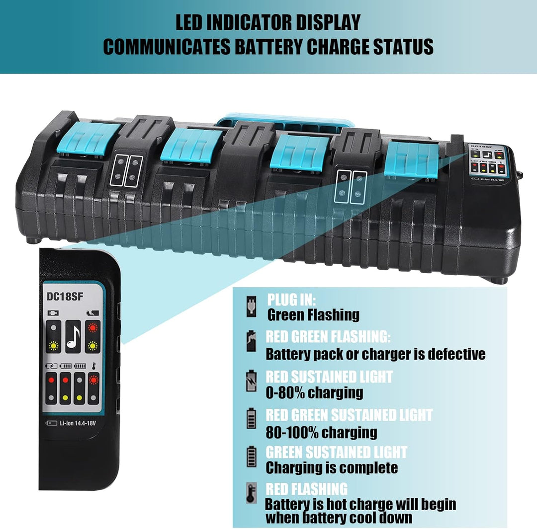 18V 4 Port Ladegerät DC18SF für Makita 14,4V-18V Lithium Batterien BL1850 BL1815N BL1830 BL1840 BL18