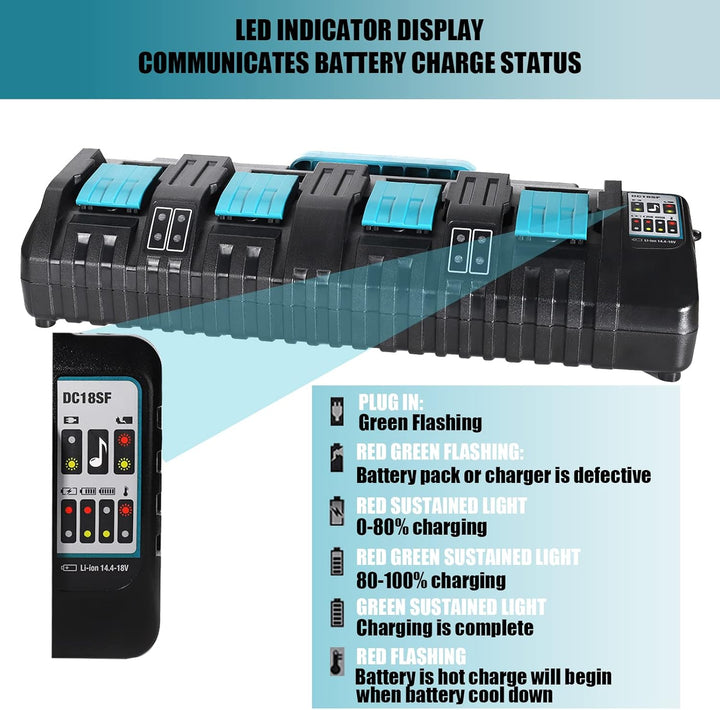 18V 4 Port Ladegerät DC18SF für Makita 14,4V-18V Lithium Batterien BL1850 BL1815N BL1830 BL1840 BL18