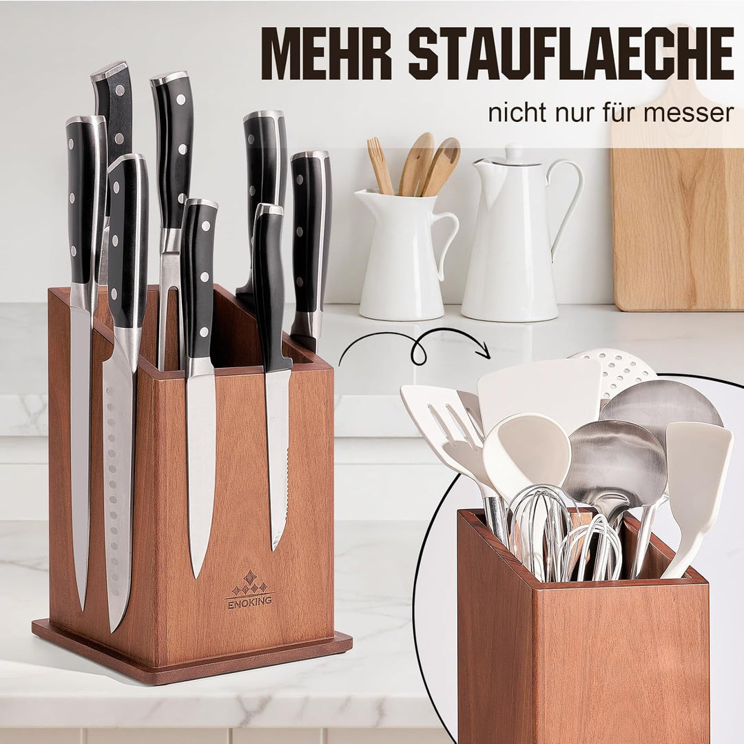ENOKING Messerblock Magnetisch ohne Messer, messerhalter magnetisch aus Akazienholz, Extra grosse Ka