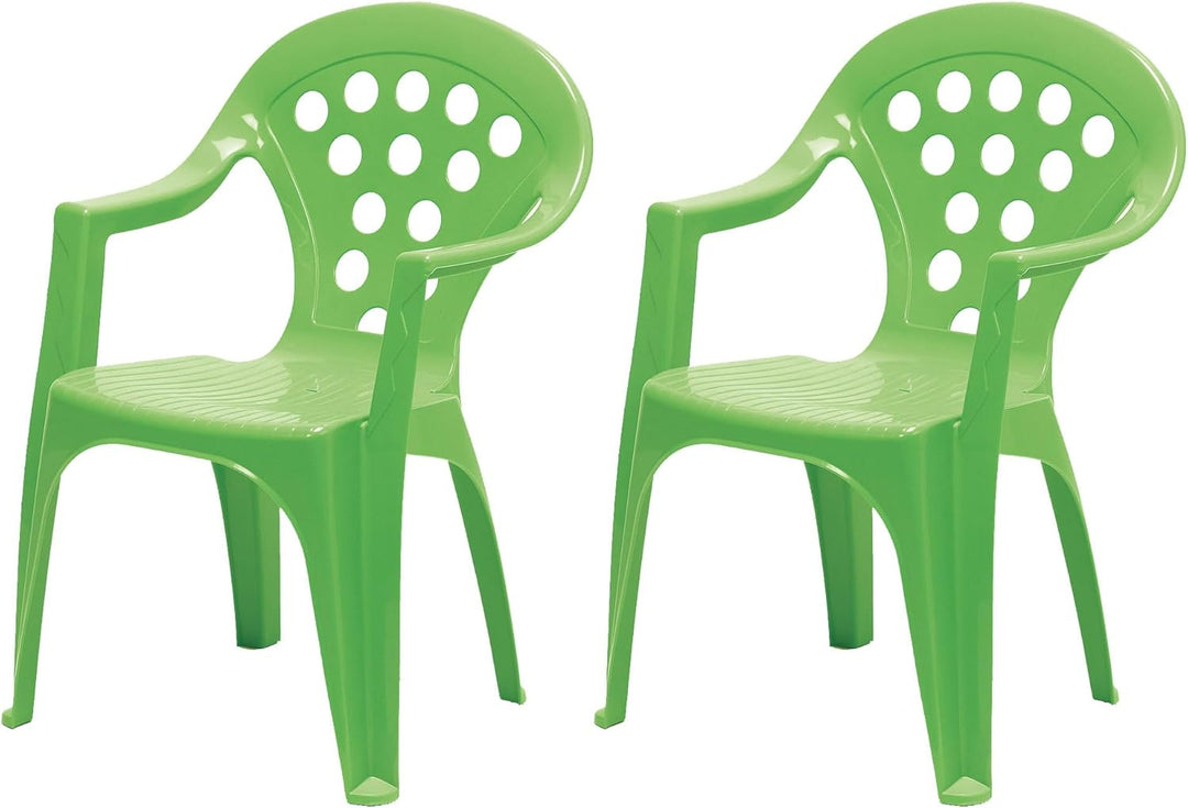 Hline Kinder Garten Sitzgruppe Tisch mit Stühlen Gartenstuhl Sessel (1 Tisch 2 Stühle grün), 1 Tisch