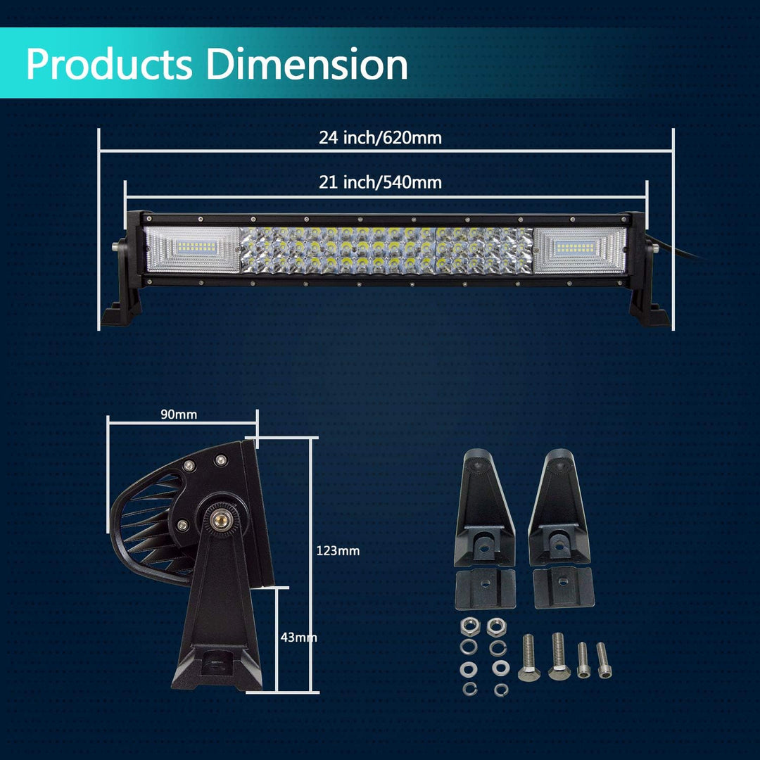 AUXTINGS 324w dreireihige 7d led light bar punkt-flut-combo gerade off-road-fahren lichter 22 inch T