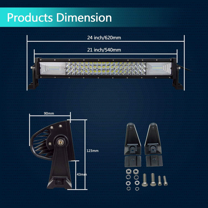 AUXTINGS 324w dreireihige 7d led light bar punkt-flut-combo gerade off-road-fahren lichter 22 inch T