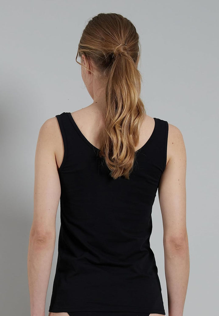 Götzburg Damen 3er Pack Basic Baumwoll-Top, Unterhemd, Achselhemd mit Breiten Trägern & Rundhalsauss