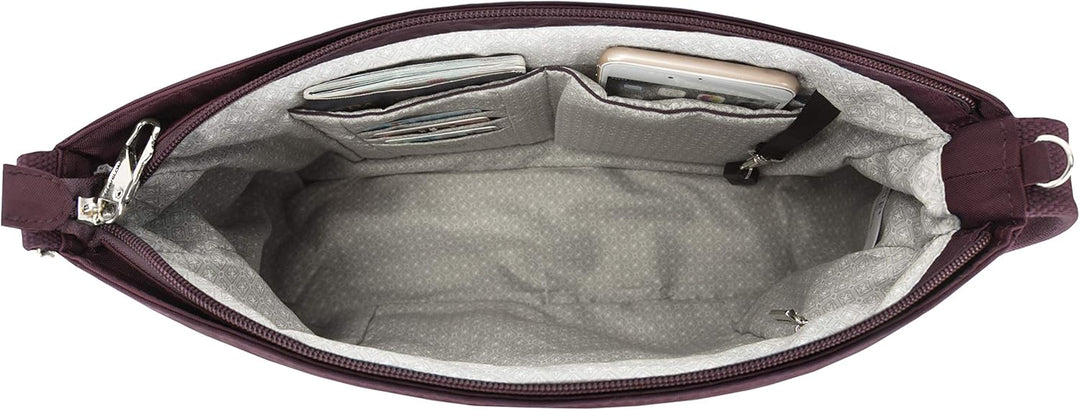 Travelon Unisex Essentials Anti-Diebstahl aufgesetzte Tasche Crossbody-Tasche, Dunkles Bordeauxrot