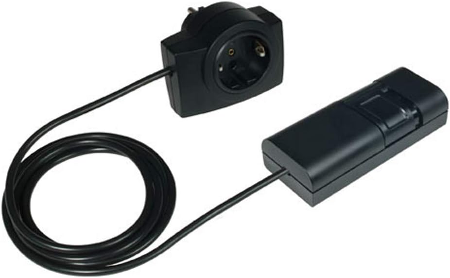 EHMANN 2120x0709 Schnurdimmer T21.07 schwarz mit Zwischenstecker, Plug&Play, Phasenanschnitt, 230V,