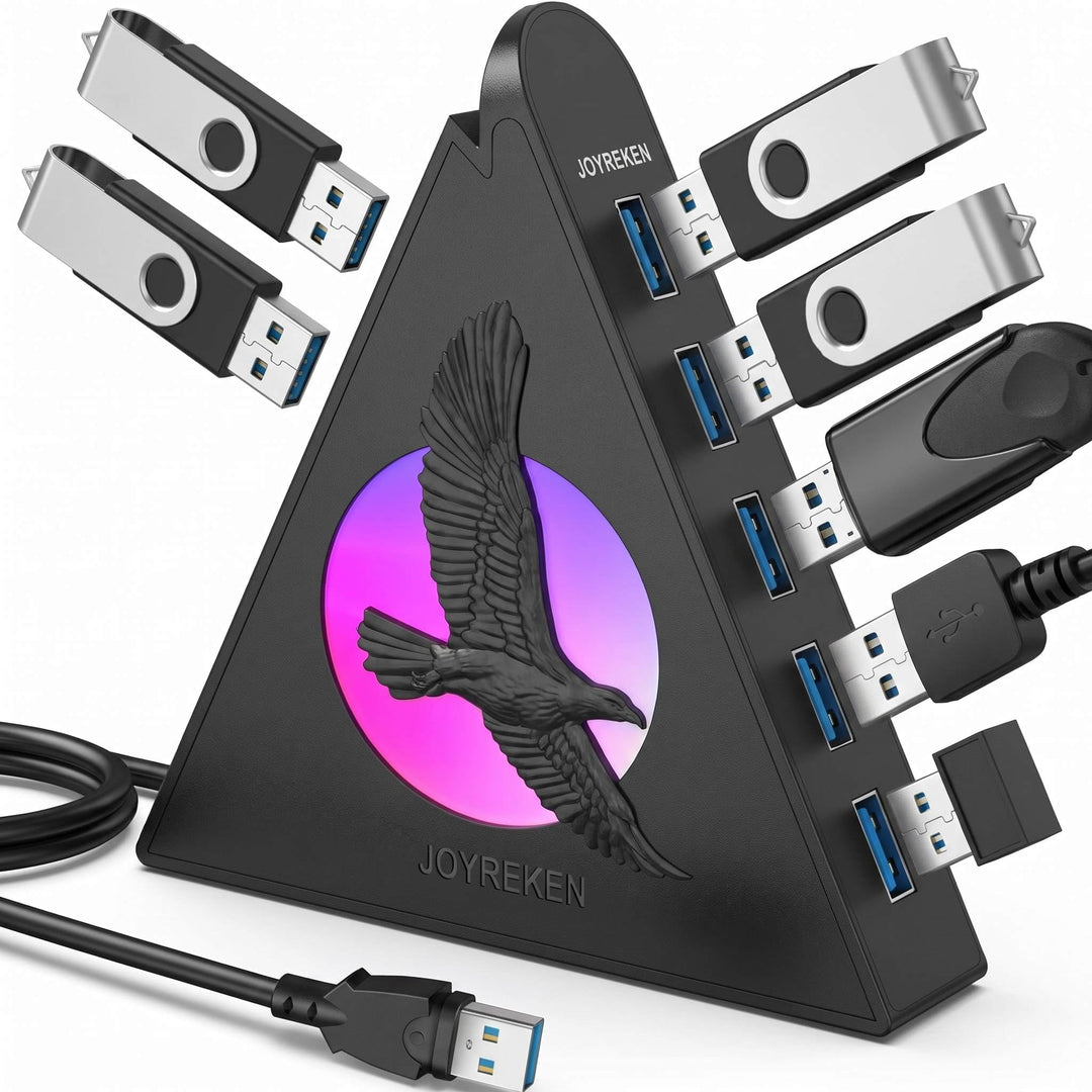 7 Ports USB Hub,JoyReken USB 3.0 verlängerung mit verlängertem 60cm Kabel,USB Verteiler für Laptop,