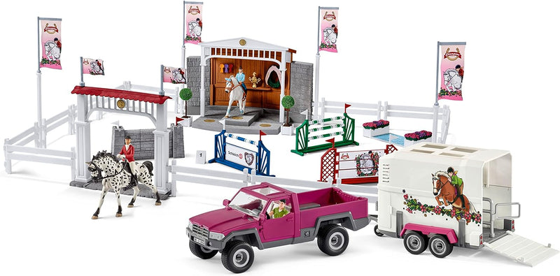 schleich 72105 Grosses Reitturnier mit Pick-Up und Pferdeanhänger, für Kinder ab 5 Jahren, Horse Clu