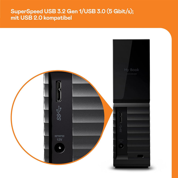 WD My Book 16 TB USB 3.0 Desktop-Festplatte mit Passwortschutz (Desktop-Speicher, Sicherungssoftware