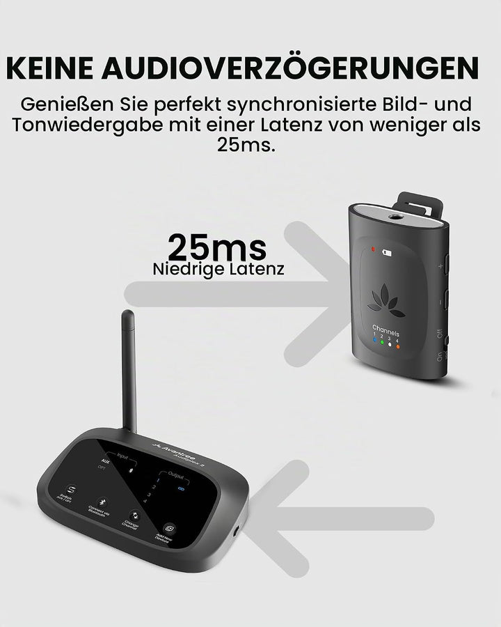 Avantree Audiplex M3 – Mehrkanal-Audio-System mit Kopfhörern für Kirchenübersetzung &amp; Seminare, 30 m
