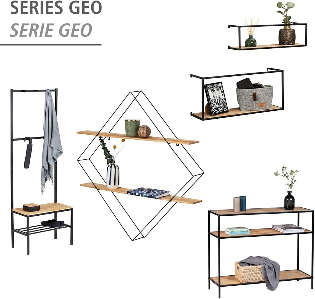 WENKO Wandregal Geo, 2er Set, Ablage für Einmachgläser aus Metall & Kiefernholz, stilvolle Aufbewahr