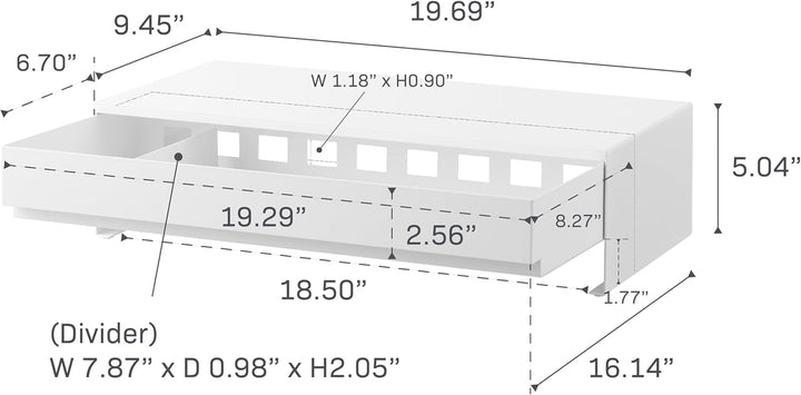 YAMAZAKI 10187 TOWER Monitorständer mit Schublade, weiss, Stahl / Magnet / Polypropylene / Silikon /
