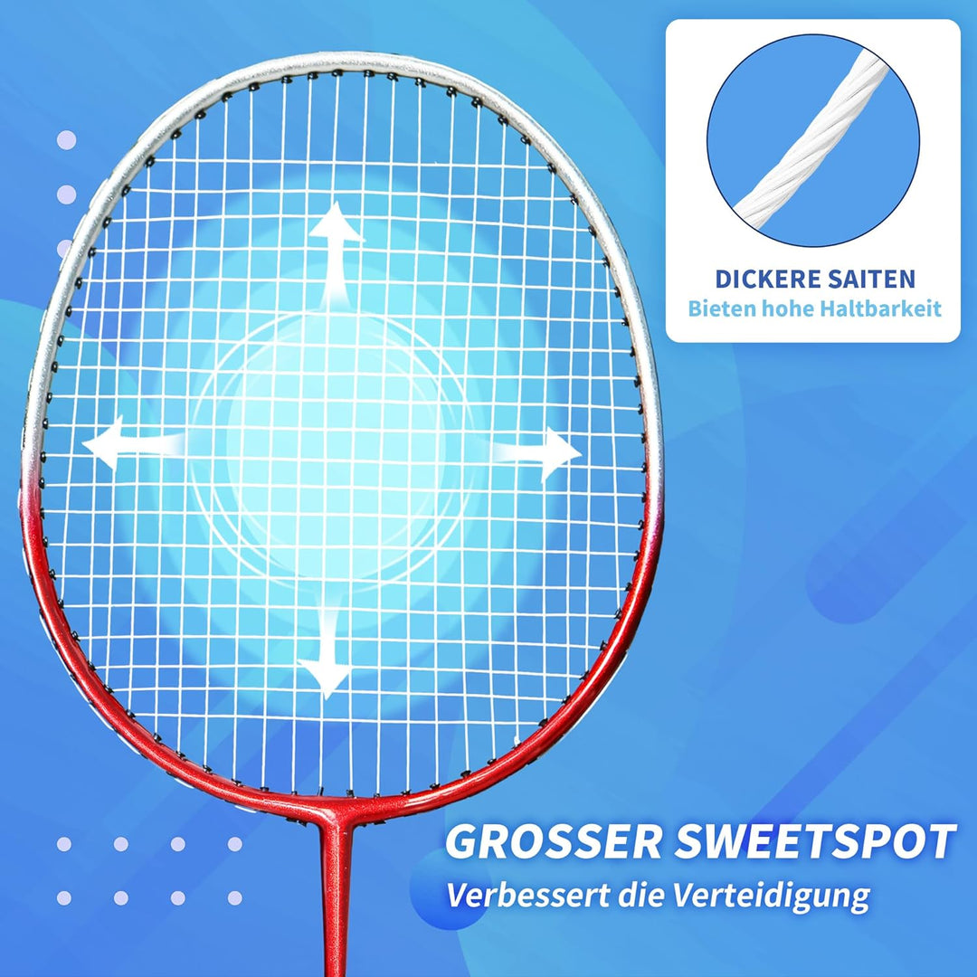 Federball Set, Badminton Set 2 oder 4 Schläger Badmintonschläger 2 oder 4 Federbälle und Tragetasche