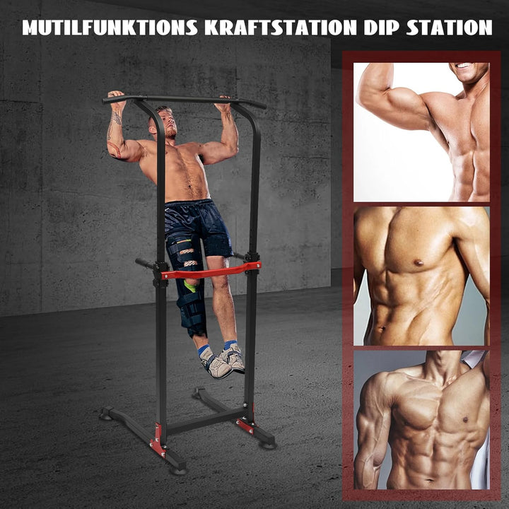 Klimmzugstange Freistehend, Höhenverstellbar Dip Station - 165-210 cm, Fitnessturm Kraftstation, Fit