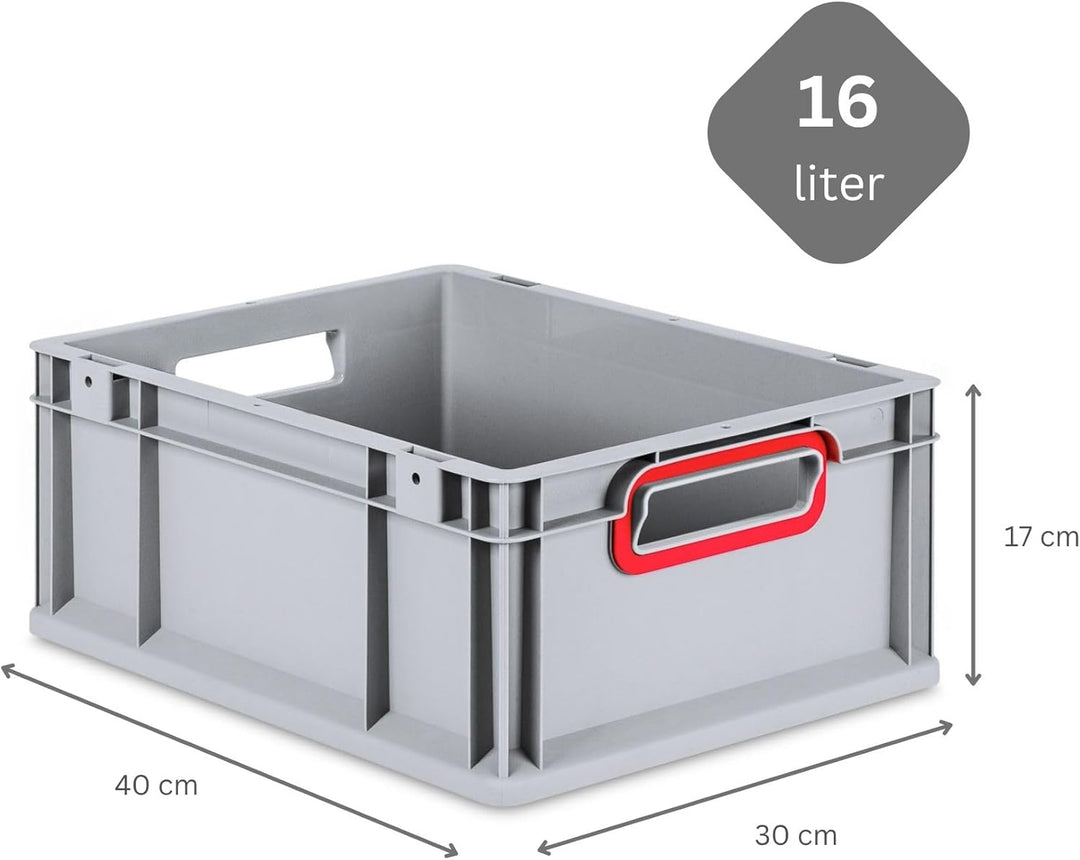 PROREGAL SuperSparSet 10x Eurobox NextGen Color | HxBxT 17x30x40cm | Griffe rot offen | Glatter Bode