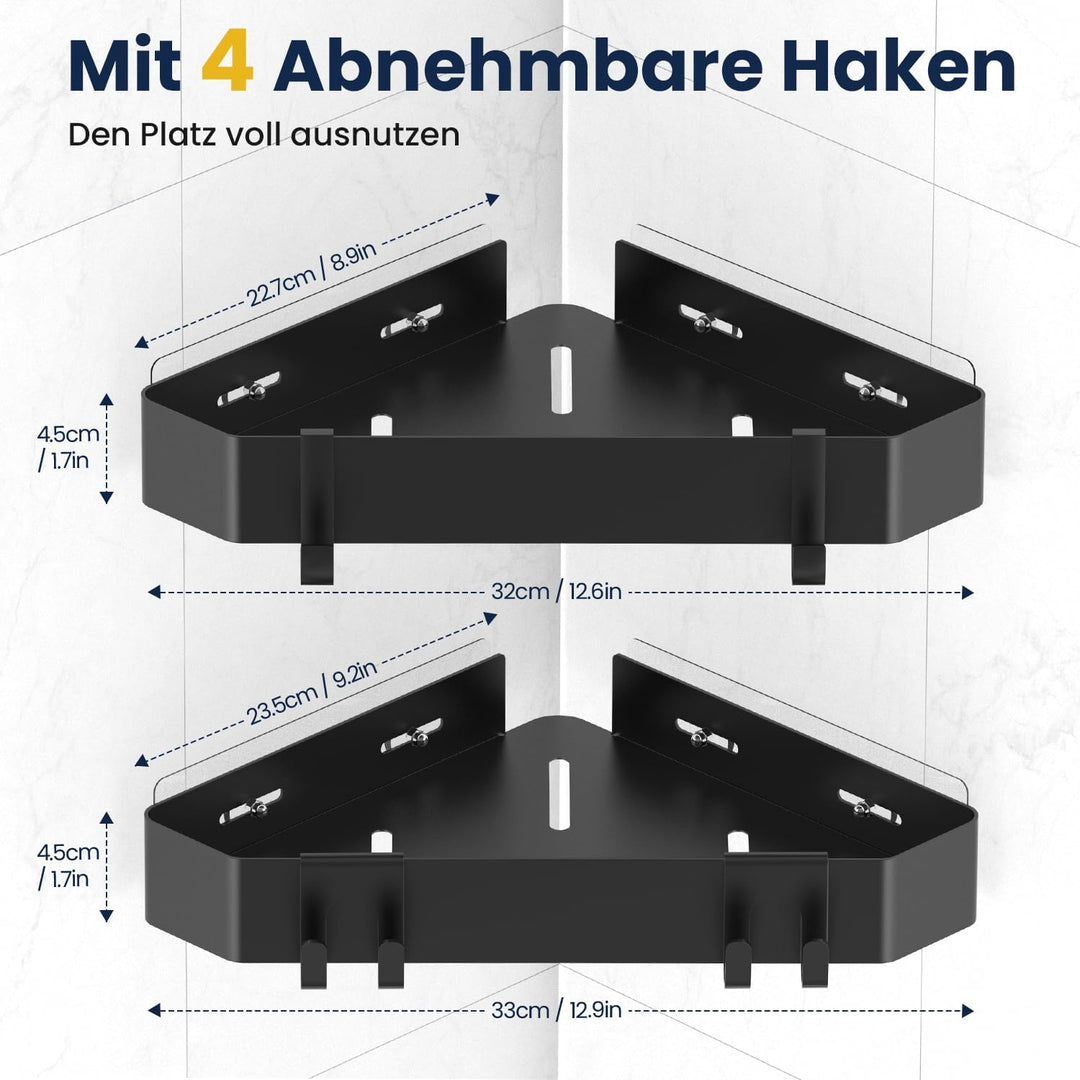 Aikzik Duschablage Ohne Bohren Ecke, Duschregal Aus Metall 2 Stück Duschkorb Selbstklebend Mit 4 Hak