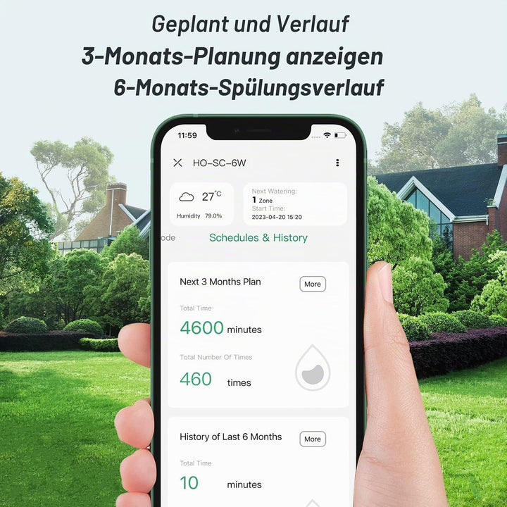 bewässerungscomputer, WiFi Sprinkler Bewässerungssystem Timer, 6 Zonen, Innen Aussenbewässerungssyst
