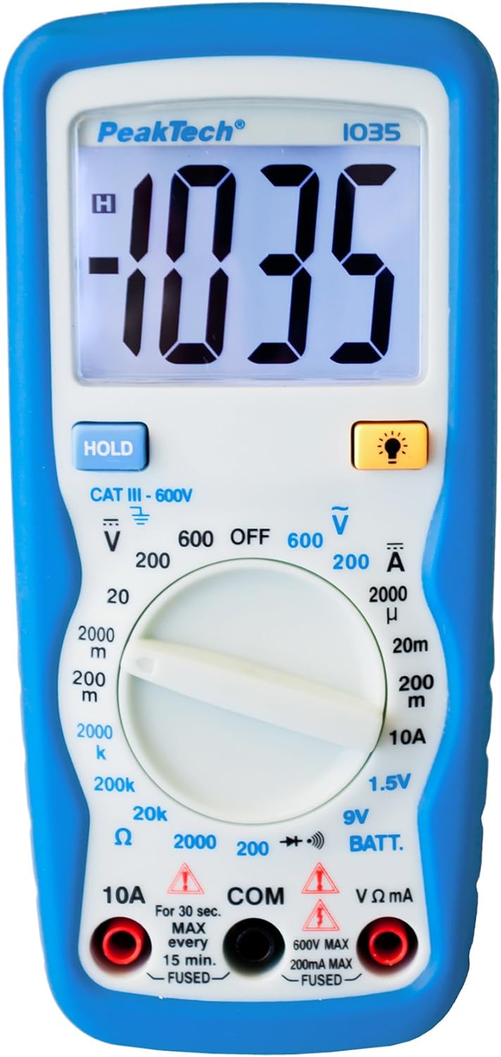 PeakTech Kompaktes Digital-Multimeter P1035, Blau, Weiss & Peak Tech P 1030 – Kontaktloser AC Spannu