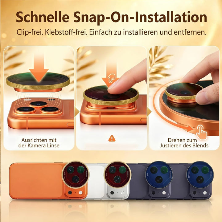 Snap-On Verstellbarer ND-Filter VND2-32 für iPhone 17 Pro &amp; Pro Max | 9,5g Ultraleichter Polfilter m