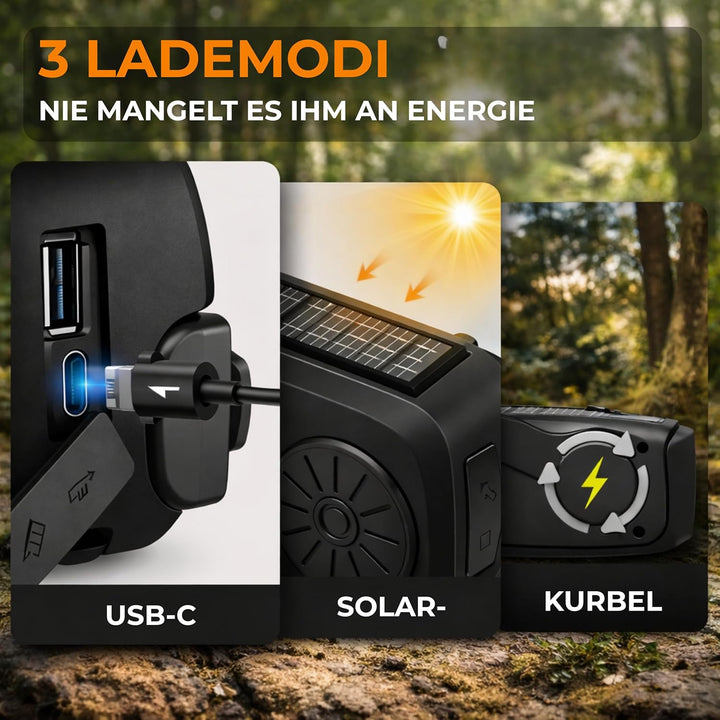 Notfall-Solarradio,Faizer®, kurbelradio,Selbstbetriebenes Kurbelradio mit LED-Taschenlampe, SOS-Alar